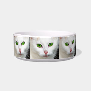 Écuelle Bol pour animal de compagnie chat blanc aux yeux v