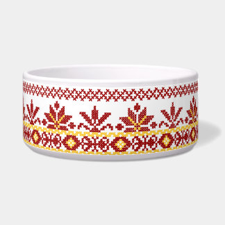 Écuelle Bol pour chien Broderie ukrainienne rouge
