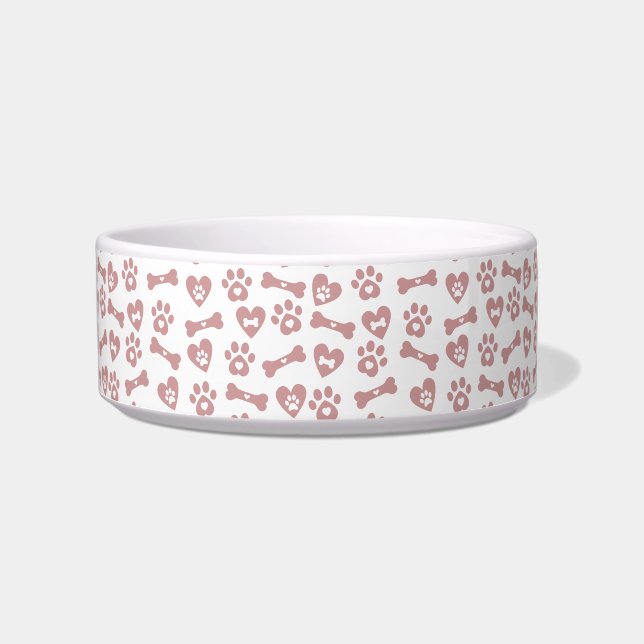 Écuelle Bones De Chien Rose Cute Motif De Pâtes Et Coeurs (Devant)