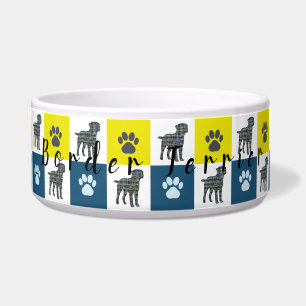 Écuelle Bordure Terrier Silhouette & Paw Yellow & Blue Gri