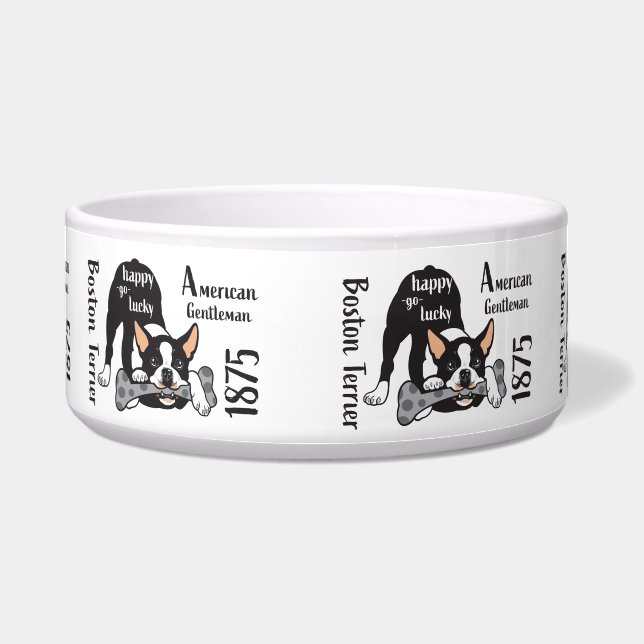 Écuelle Boston Terrier. Heureux allez chanceux par Insima (Devant)