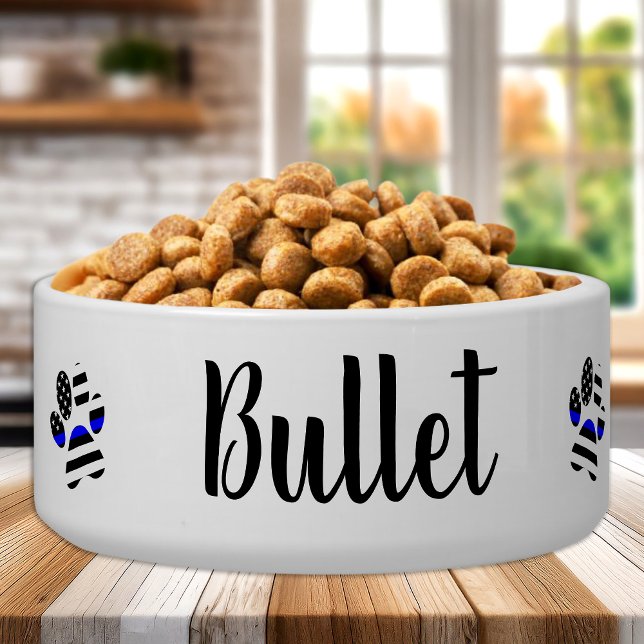 Écuelle Boule de chien personnalisée - Ligne Bleue Mince - (Créateur téléchargé)