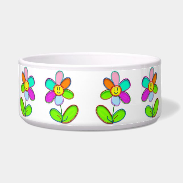 Écuelle Boule pour animaux avec marguerite colorée - (Devant)