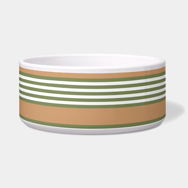 Écuelle Brayures vert olive et blanc motif avec bronze (Devant)