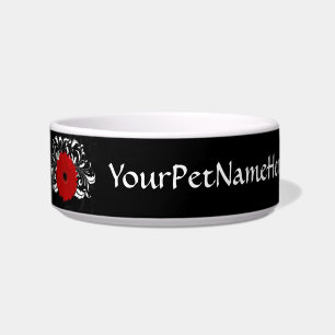 Écuelle Bright Red Gerbera Daisy on Black