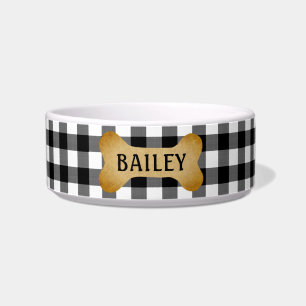 Écuelle Buffalo Check Plaid Chien Nom de l'os