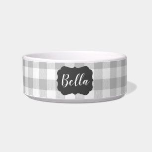 Écuelle Buffalo Plaid Chalkboard Étiquette Petit Chat Chie