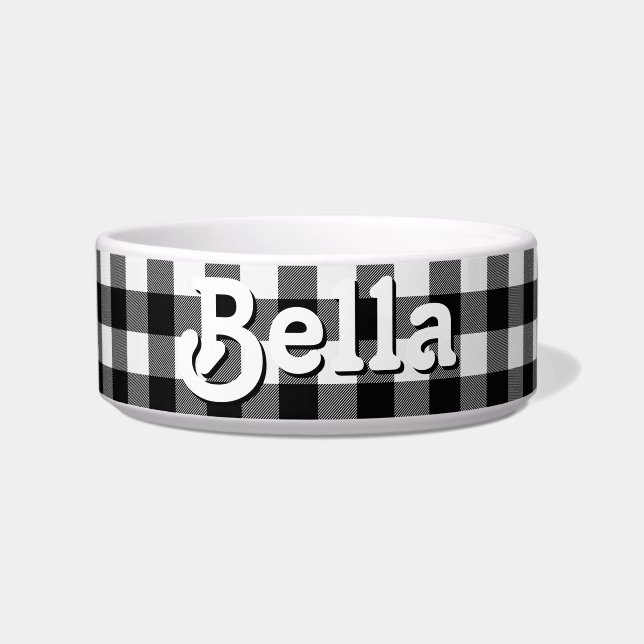 Écuelle Buffle noir et blanc Plaid Custom Dog Food (Devant)