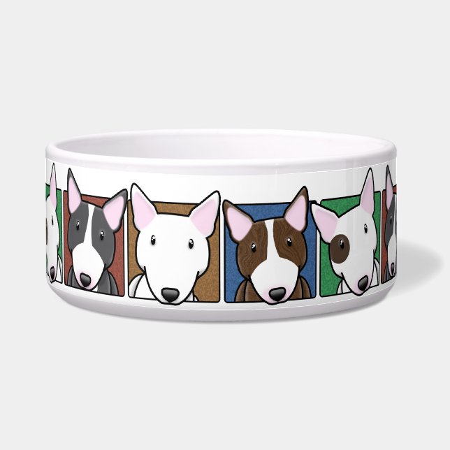 Écuelle Bulls-terrier colorés de bande dessinée (Devant)