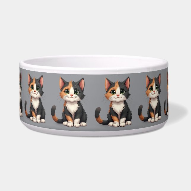 Écuelle Calico Kitten Whimsical avec attitude (Devant)