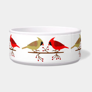 Écuelle Cardinaux de Noël mignons et baies rouges