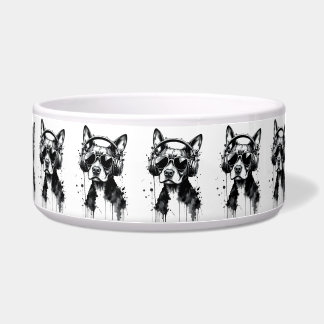 Écuelle Casque Cool Dog Animaux mignons Encre noir et blan