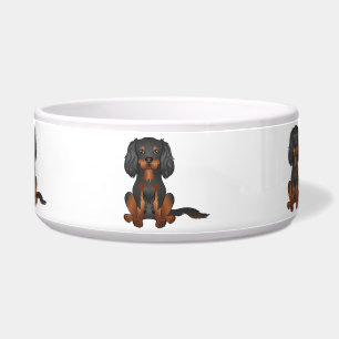 Écuelle Cavalier King Charles Spaniel noir et feu assis