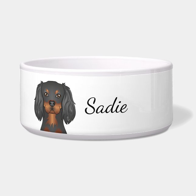 Écuelle Cavalier King Charles Spaniel Noir et Feu & Nom (Devant)