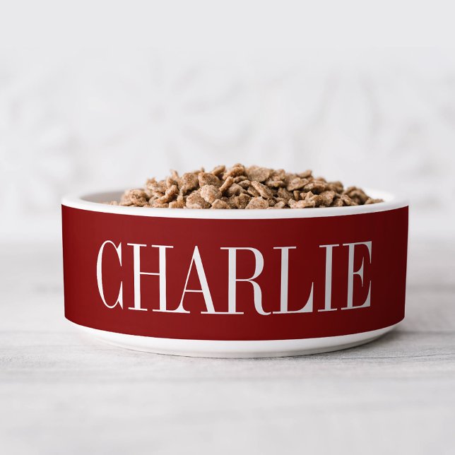 Écuelle Charlie Classic Nom Monogramme | Red (Créateur téléchargé)