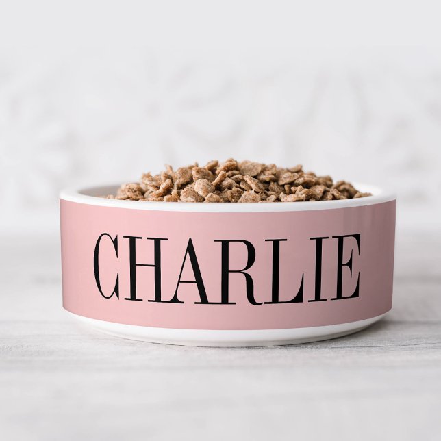 Écuelle Charlie Classic Nom Monogramme | Rose (Créateur téléchargé)