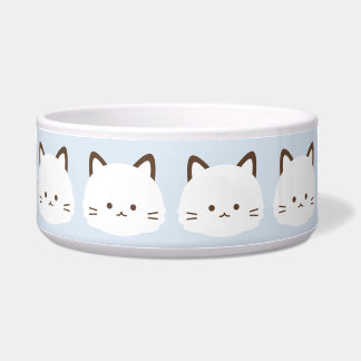 Écuelle Chat au visage mignon sur fond bleu pastel