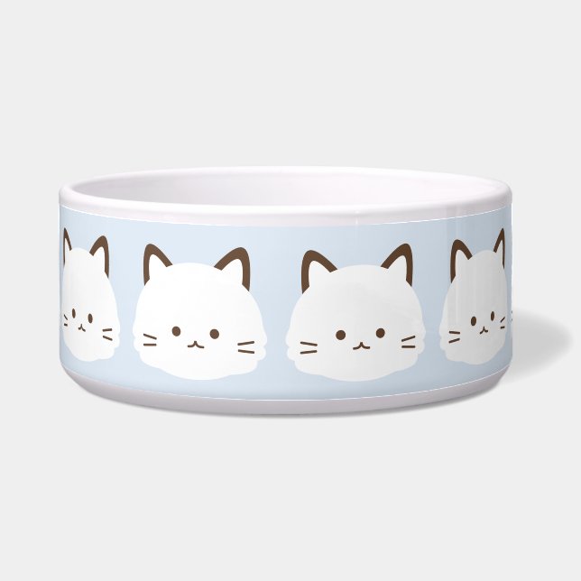Écuelle Chat au visage mignon sur fond bleu pastel (Devant)