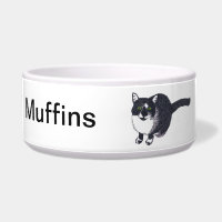 Chat blanc mignon noir en Pointillisme Pet Bowl