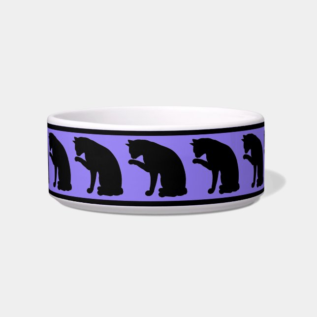 Écuelle Chat en silhouette noire et violette (Devant)