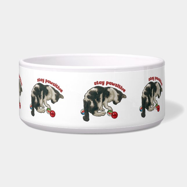 Écuelle Chat Jouer avec MARBLES, Restez Pawsitive, Pun (Droite)