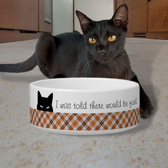 Écuelle Chat sournois Madras Check Plaid Orange Grey (Créateur téléchargé)