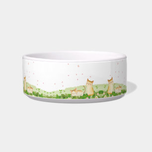 Écuelle Chats amusants chantant sous les fleurs de cerisie