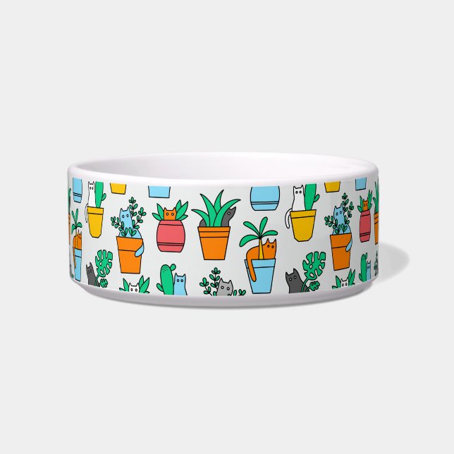 Écuelle Chats dans les pots à fleurs (Devant)