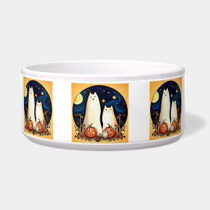 Écuelle Chats fantômes blancs et lanternes Jack-o'