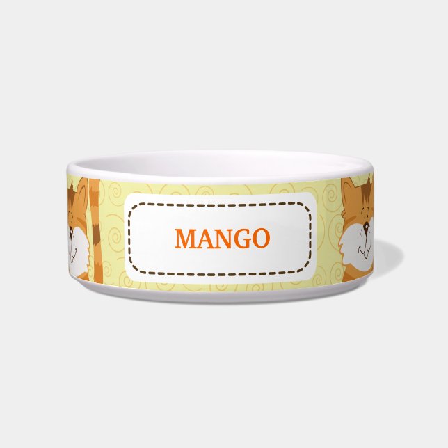 Écuelle Chats Orange Customisé Pet Chat Nourriture Bowl -  (Devant)
