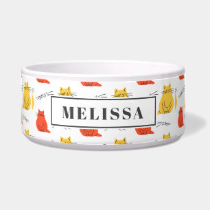 Écuelle Chats personnalisés Motif orange jaune