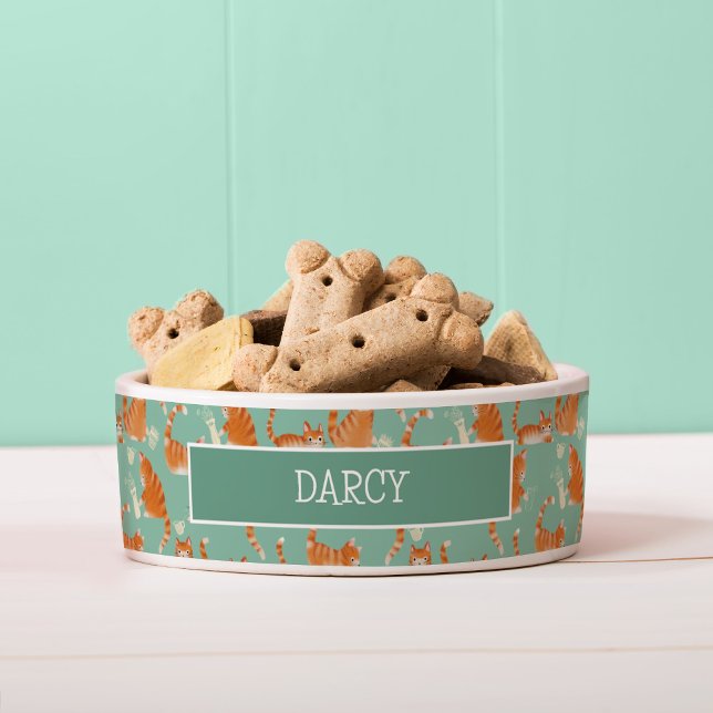 Écuelle Chats tigrés orange mauvais qui renversent des cho (Bad Cats Knocking Stuff Over Dog bowl)