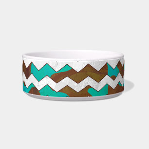 Écuelle Chevron Cow Impression Brown et Turquoise