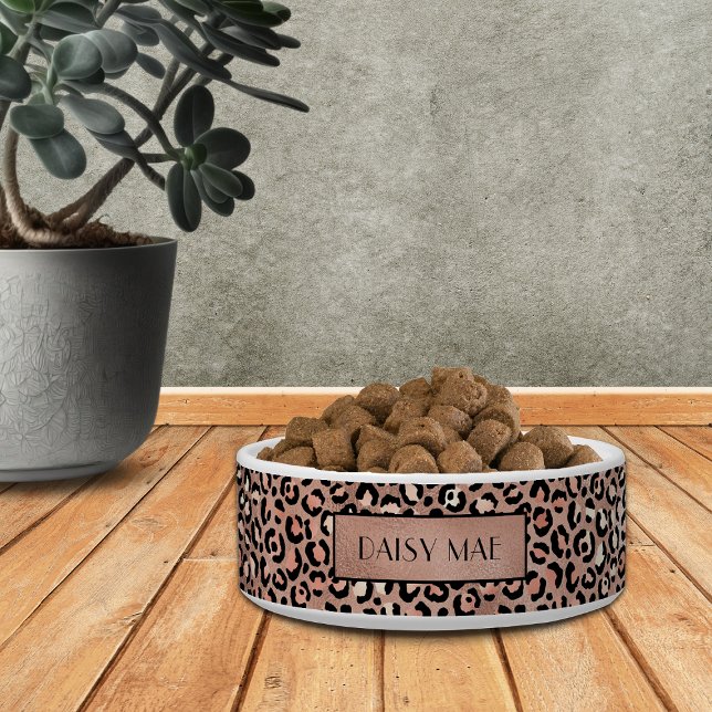 Écuelle Chic Rose Gold Leopard Motif Custom Pet (Créateur téléchargé)
