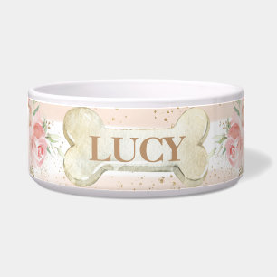 Écuelle Chic Whimsical Blush rose Floral Rose chien animal