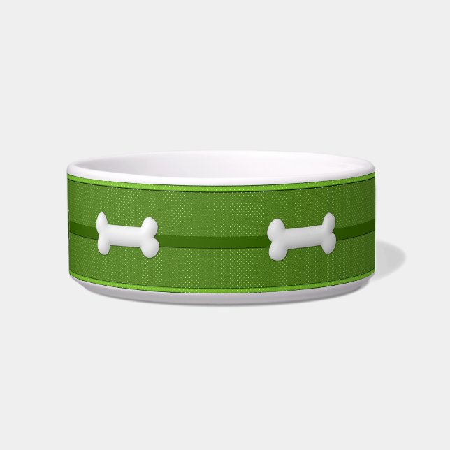 Écuelle Chien À petits pois de nourriture vert et blanc (Droite)