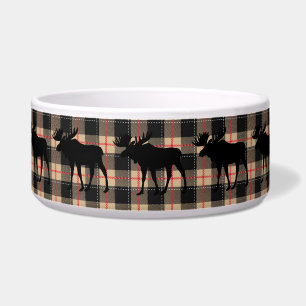 Écuelle Chien Animal Élan Bœuf Plaid Beige Rouge