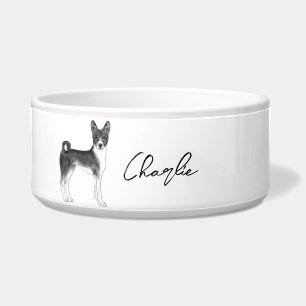 Écuelle Chien Basenji noir et blanc avec nom personnalisé