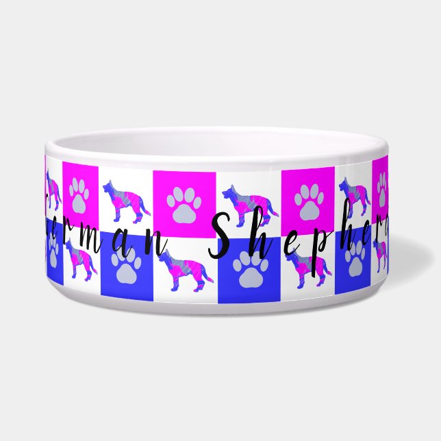 Écuelle Chien berger allemand & Paw Hot Pink & Blue Pet Pe (Devant)
