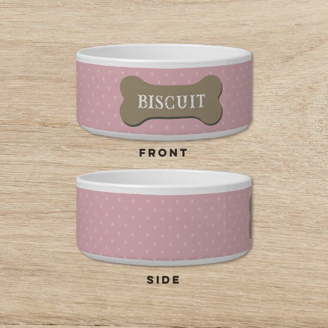 Écuelle Chien Biscuit Treat Polka Dot Rose Chien Chat Pet  (Créateur téléchargé)