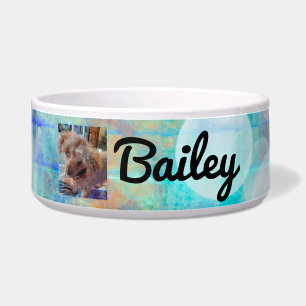 Écuelle Chien bleu personnalisé Photo et nom