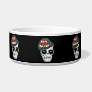 Écuelle Chien Bowl Skeleton Head Halloween heureux