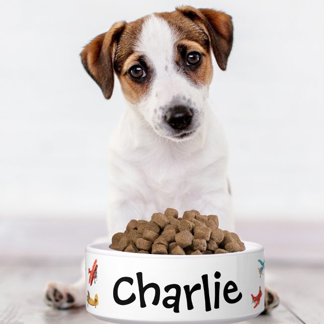 Écuelle Chien Chat Bowl Cute Aquarelle Nom de l'avion Pers (Créateur téléchargé)