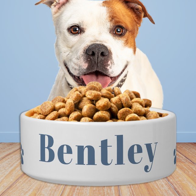 Écuelle Chien de compagnie moderne Personnalisé Dusty Blue (Créateur téléchargé)