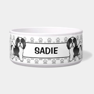 Écuelle Chien de dessin animé Havanais noir et blanc & Pat