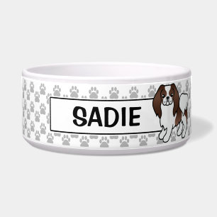 Écuelle Chien de dessin animé japonais Chin brun et blanc