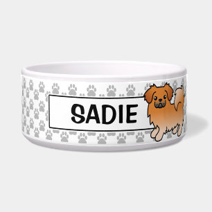 Écuelle Chien de dessin animé Tibétain Spaniel rouge