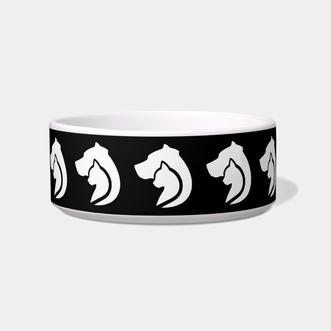 Écuelle Chien et chat noir et blanc (Devant)