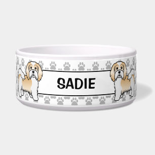 Écuelle Chien Havanais Fauve Et Blanc Avec Pattes Et Nom