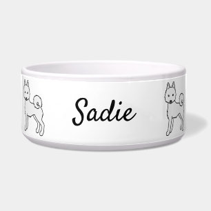 Écuelle Chien Klee Kai d'Alaska blanc & nom personnalisé